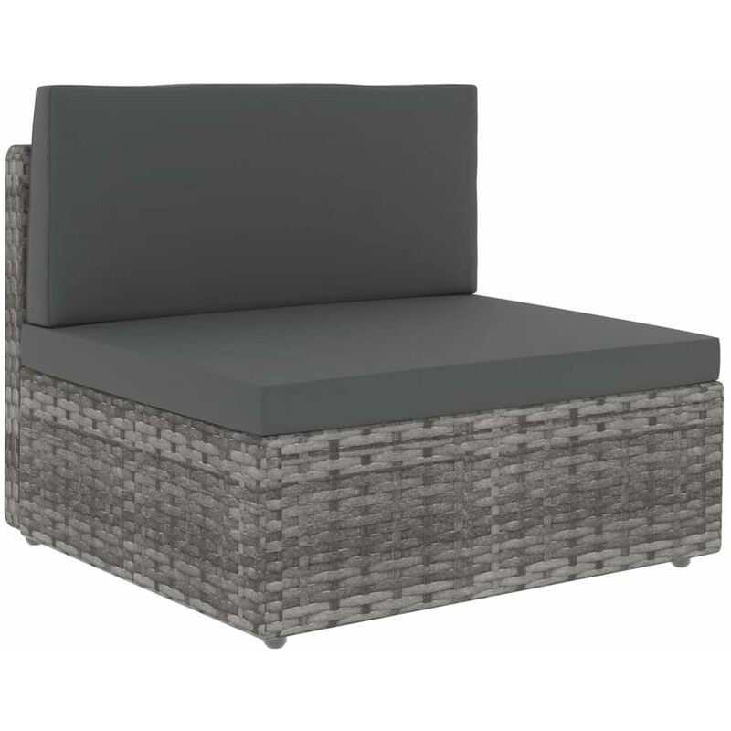 

Sofa seccional central de ratan sintetico gris