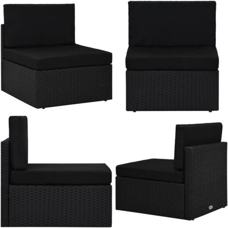 Sofá seccional central de ratán sintético negro - Ratán sintético - Asiento al aire libre
