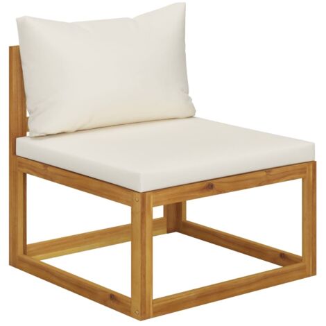 Sofá seccional central y cojín blanco crema madera de acacia vidaXL