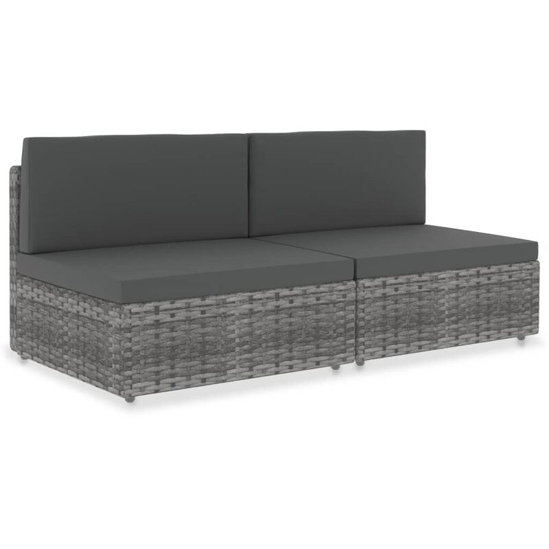 

Sofa seccional de 2 plazas de ratan sintetico gris