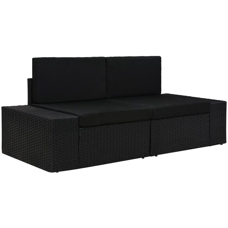 

Sofa seccional de 2 plazas de ratan sintetico negro