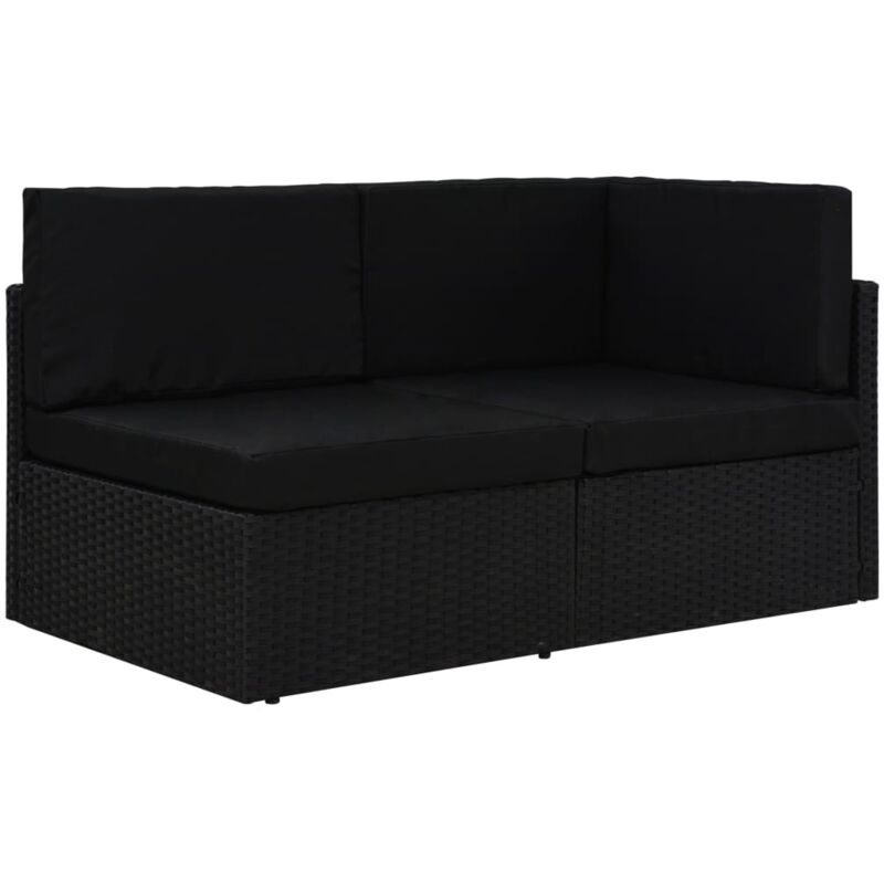 

vidaXL Sofá seccional de 2 plazas de ratán sintético negro - Negro