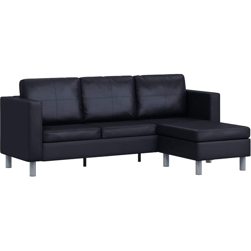 

Sofá Modular de 3 Plazas con Cojines Cuero Sintética Negro - Negro - Vidaxl