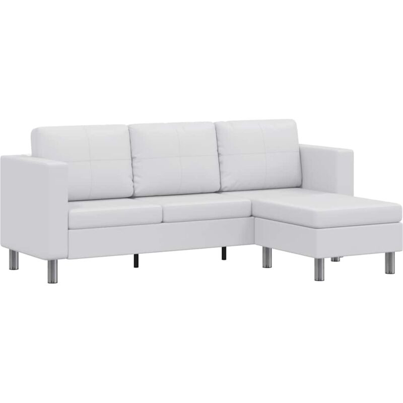 

Sofá Modular de 3 Plazas con Cojines Cuero Sintética Blanco - Blanco - Vidaxl
