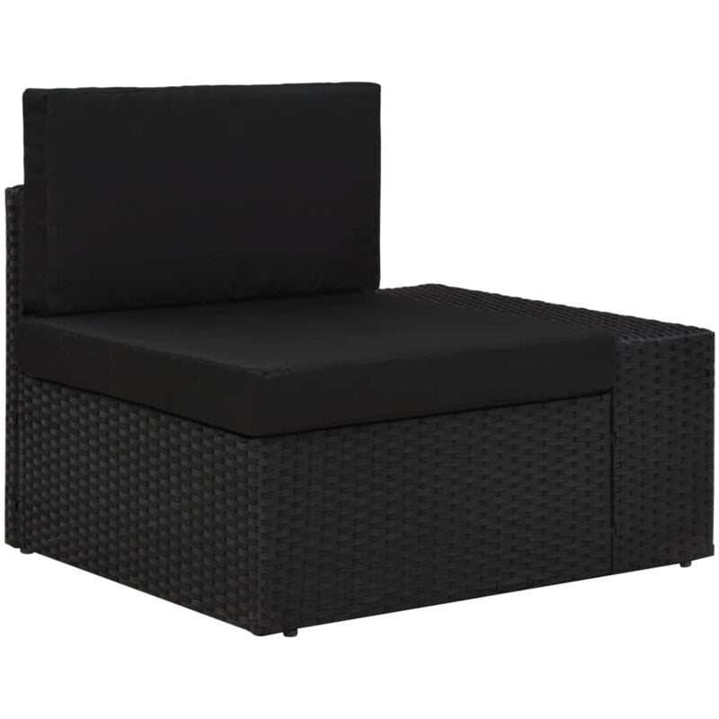 

vidaXL Sofá seccional esquina reposabrazos izquierdo ratán PE negro - Negro