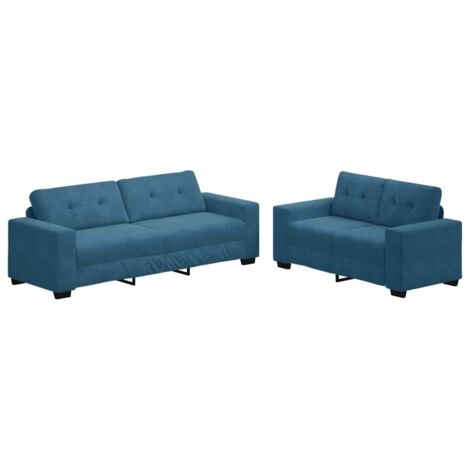 Sofa Set 2 pcs Blue 221 x 78 x 80 cm Velvet vidaXL