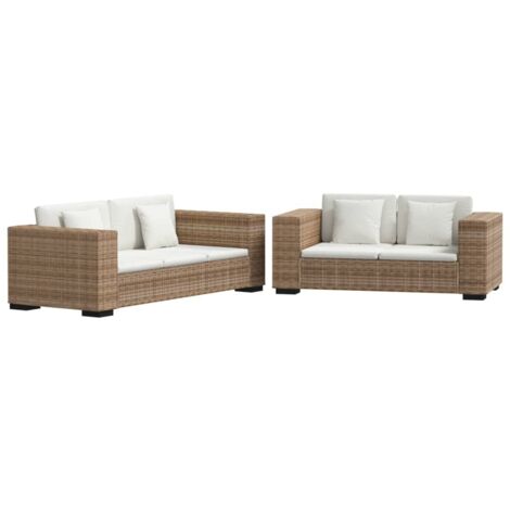 Sofa-Set 2-Sitzer und 3-Sitzer Echtes Rattan vidaXL