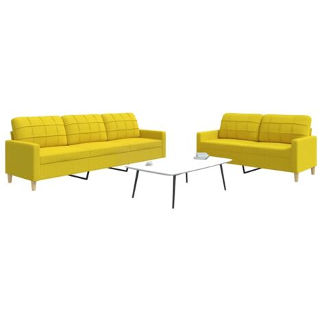 Sofa-Set 2 Stück hellgelb Stoff