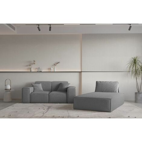 Sofa Set 2-teilig Sezlong und Sofa 2-Sitzer CELES PREMIUM Stoff Ascot Bukla Grau
