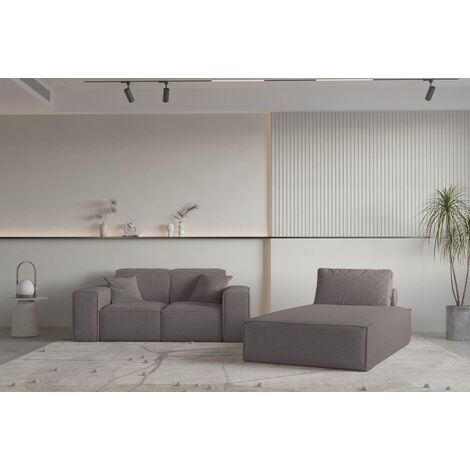 Sofa Set 2-teilig Sezlong und Sofa 2-Sitzer CELES PREMIUM Stoff Ascot Bukla Taupe