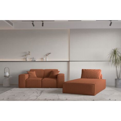 Sofa Set 2-teilig Sezlong und Sofa 2-Sitzer CELES PREMIUM Stoff Ascot Bukla Terracotta