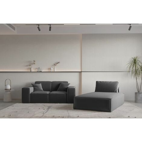 Sofa Set 2-teilig Sezlong und Sofa 2-Sitzer CELES PREMIUM Stoff Opera Velvet Dunkelgrau