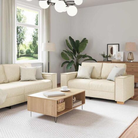 Sofa Set 3 pcs Beige Leinenmischgewebe vidaXL