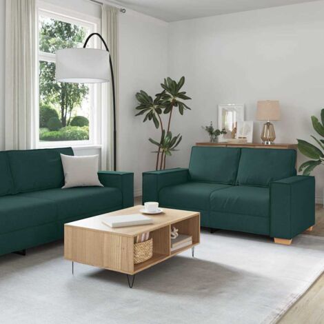 Sofa Set 3 pcs Dunkelgrün Stoff vidaXL