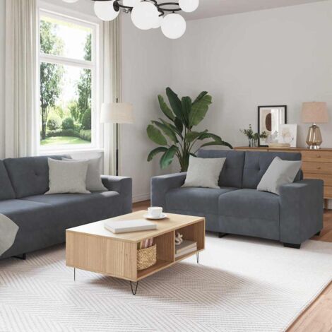 Sofa Set 3 pcs Grau Samt vidaXL