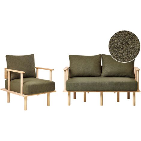 Sofa Set 3-Sitzer ASKER Bouclé Dunkelgrün