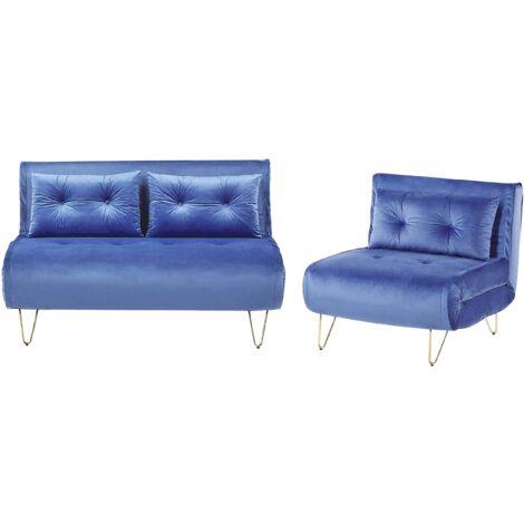 Sofa Set 3-Sitzer VESTFOLD Samtstoff Marineblau