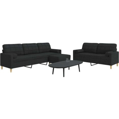 Sofa-Set 3 Teile mit Fußhocker und dekorativen Kissen