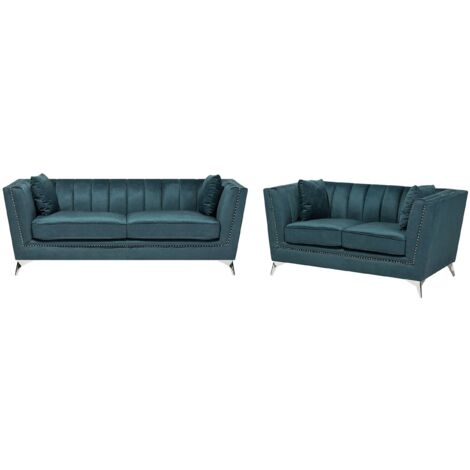 Sofa Set 5-Sitzer GAULA Samtstoff Blaugrün