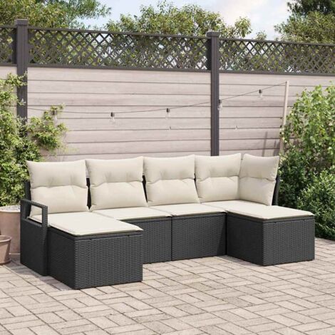 Sofa Set 6 pcs Schwarz Poly-Rattan vidaXL