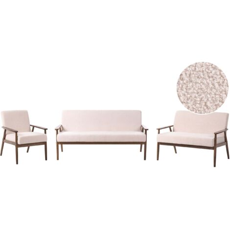 Sofa Set 6-Sitzer ESRUM Bouclé Dunkelbraun / Beige