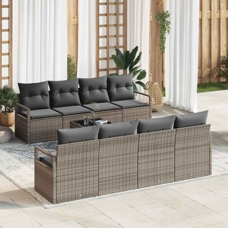 Sofa Set 7 pcs Grau Poly-Rattan vidaXL