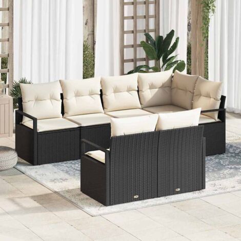 Sofa Set 7 pcs Schwarz Poly-Rattan vidaXL