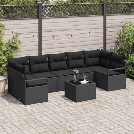 Sofa Set 8 pcs Schwarz Poly-Rattan vidaXL