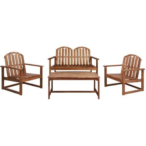 Sofa Set  Brown  Solid Acacia Wood  Medium  Durable vidaXL