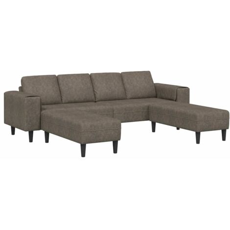 Sofa Set Dark grey Faux suede leather vidaXL