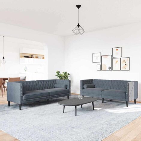 Sofa Set Dark grey Velvet vidaXL