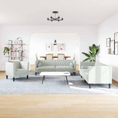 Sofa Set Hellgrau Samt vidaXL