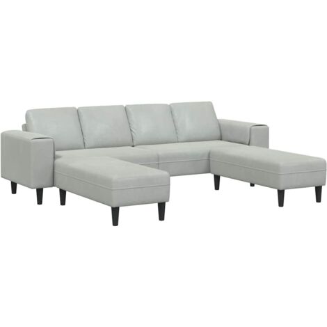 Sofa Set Light grey Velvet vidaXL