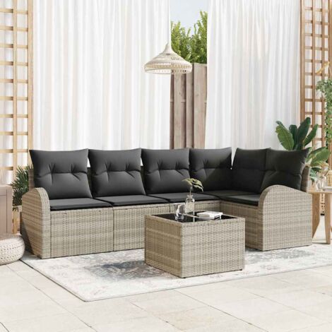 Sofa Set mit Kissen 6 pcs Hellgrau Polyester vidaXL