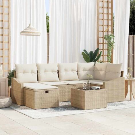 Sofa Set mit Kissen 6 pcs Poly-Rattan vidaXL