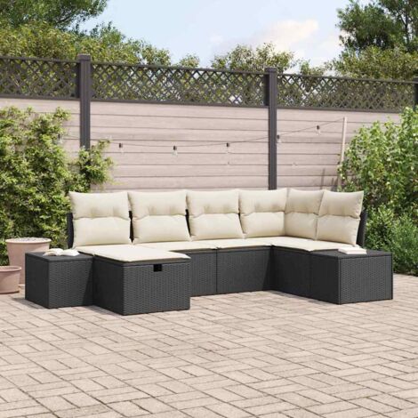 Sofa Set mit Kissen 7 pcs Poly-Rattan vidaXL