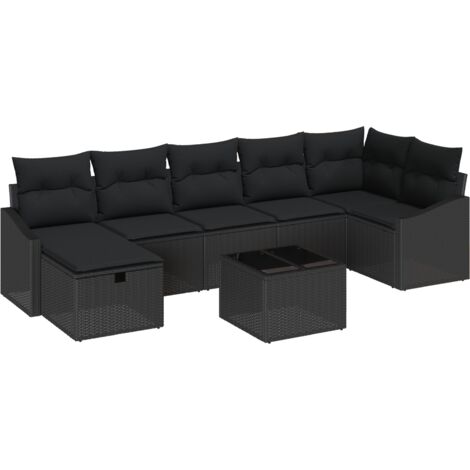Sofa Set mit Kissen 8 pcs Poly-Rattan vidaXL