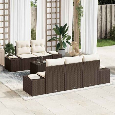 Sofa Set mit Kissen Braun Poly Rattan vidaXL