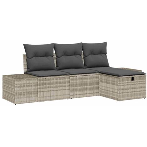 Sofa Set with Cushion 4 pcs Poly Rattan vidaXL