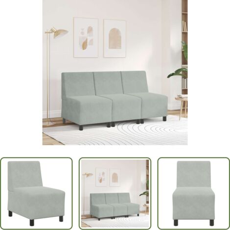 Sofá sin brazos - Sofá modular  sin brazos gris claro 55 cm terciopelo