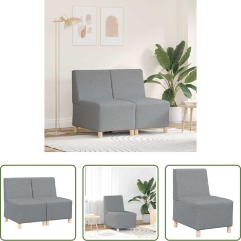 Sofá sin brazos -  Unidad de Sofá Modular sin Brazos 2 pcs Gris Claro