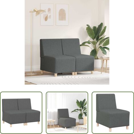 Sofá sin brazos -  Unidad de Sofá Modular sin Brazos 2 pcs Gris oscuro