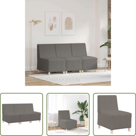 Sofá sin brazos -  Unidad de Sofá Modular sin Brazos 3 pcs Gris Claro