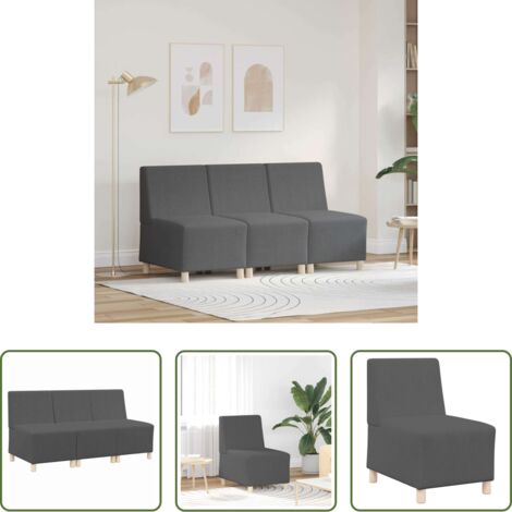 Sofá sin brazos -  Unidad de Sofá Modular sin Brazos 3 pcs Gris oscuro