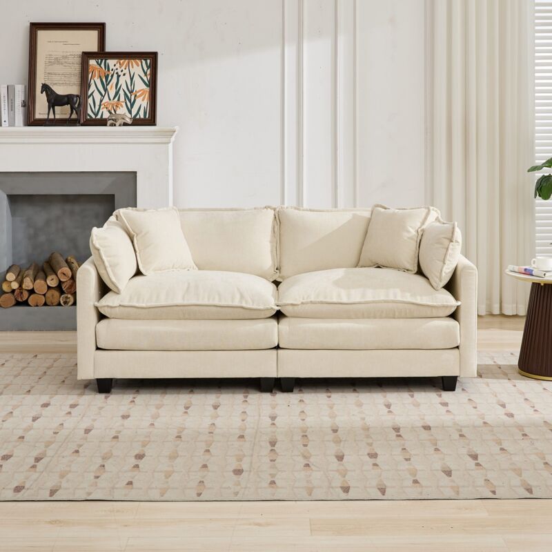 Sofa Sitzmöbel Modular Zweisitzer Chenille Beige Okmyhome