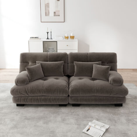 Sofa Sitzmöbel modular Chenille Braun Wohnzimmer OKMYHOME