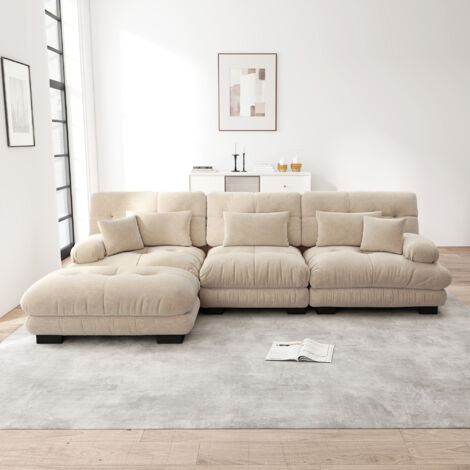 Sofa Sitzmöbel modular Chenille Hellbraun OKMYHOME