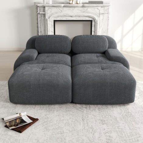 Sofa Sitzmöbel modular Cord Grau rahmenlos OKMYHOME