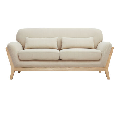 Sofa skandinavisch 2 Plätze beiger Stoff YOKO