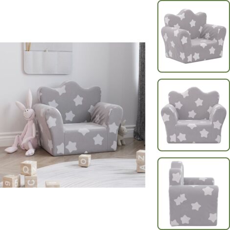 Sofá suave - vidaXL Sofá para niños felpa suave gris claro con estrellas - Sofá con estrellas